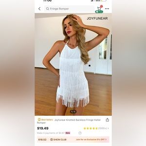White fringe romper size xs